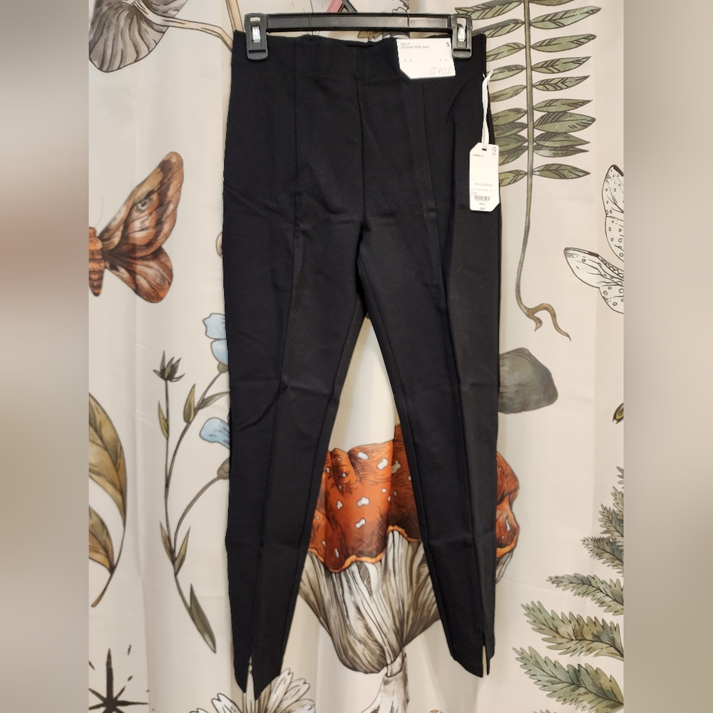 STYLUS Black S Ponte Slit Ankle Pant NWT